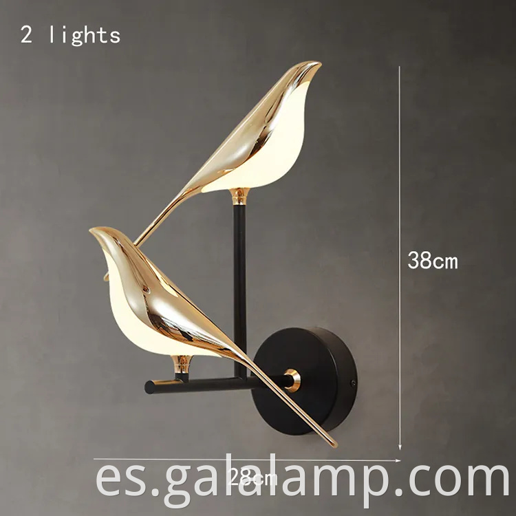 Lámpara de pared LED de pájaro de órgano nórdico para la decoración del dormitorio